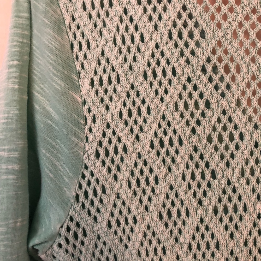 LUCKY BRAND Heathered Teal Top | Crochet Back | S - Picture 7 of 8